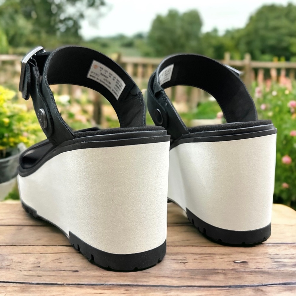 NIB Timberland Koralyn 2 Band Wedge Black Nubuck Slingback Sandal 9M 40 - Picture 8 of 14